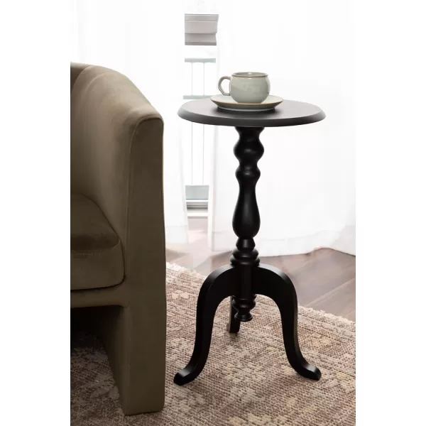 imageKate and Laurel Tourneaux Traditional Wooden Round Side Table 16 x 26 Light Natural Elegant Vintage Pedestal Table for Use as Living Room End Table Indoor Plant Stand or Bedroom NightstandBlack