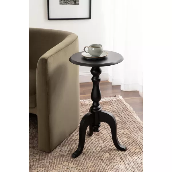 imageKate and Laurel Tourneaux Traditional Wooden Round Side Table 16 x 26 Light Natural Elegant Vintage Pedestal Table for Use as Living Room End Table Indoor Plant Stand or Bedroom NightstandBlack