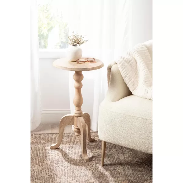 imageKate and Laurel Tourneaux Traditional Wooden Round Side Table 16 x 26 Light Natural Elegant Vintage Pedestal Table for Use as Living Room End Table Indoor Plant Stand or Bedroom NightstandNatural