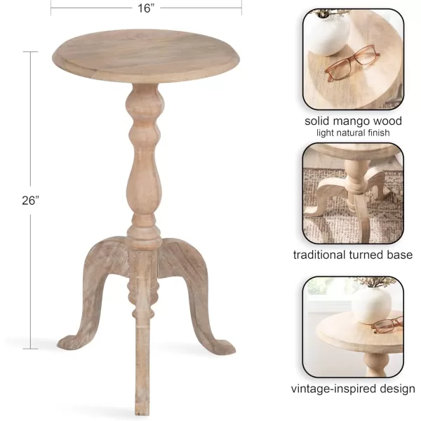 imageKate and Laurel Tourneaux Traditional Wooden Round Side Table 16 x 26 Light Natural Elegant Vintage Pedestal Table for Use as Living Room End Table Indoor Plant Stand or Bedroom NightstandNatural