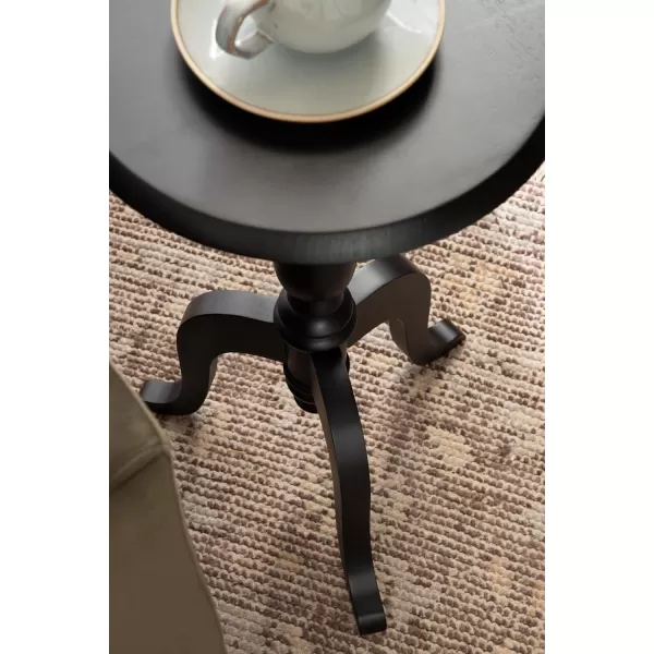 imageKate and Laurel Tourneaux Traditional Wooden Round Side Table 16 x 26 Light Natural Elegant Vintage Pedestal Table for Use as Living Room End Table Indoor Plant Stand or Bedroom NightstandBlack