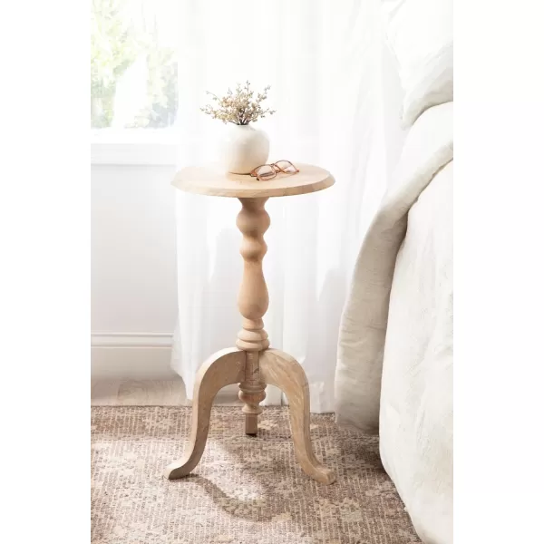 imageKate and Laurel Tourneaux Traditional Wooden Round Side Table 16 x 26 Light Natural Elegant Vintage Pedestal Table for Use as Living Room End Table Indoor Plant Stand or Bedroom NightstandNatural