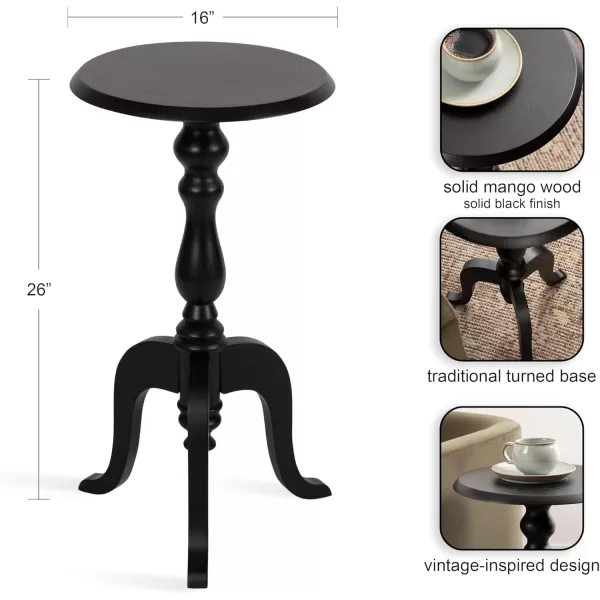 imageKate and Laurel Tourneaux Traditional Wooden Round Side Table 16 x 26 Light Natural Elegant Vintage Pedestal Table for Use as Living Room End Table Indoor Plant Stand or Bedroom NightstandBlack