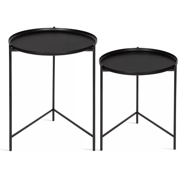 imageKate and Laurel Ulani Set of 2 Nested Round Metal End Tables BlackBlack