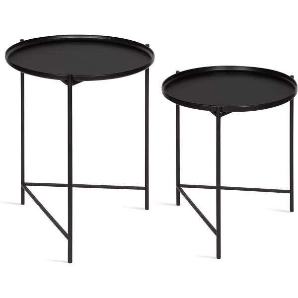imageKate and Laurel Ulani Set of 2 Nested Round Metal End Tables BlackBlack