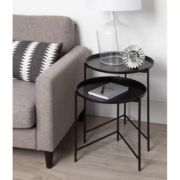 imageKate and Laurel Ulani Set of 2 Nested Round Metal End Tables BlackBlack