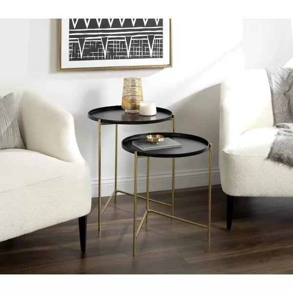 imageKate and Laurel Ulani Set of 2 Nested Round Metal End Tables BlackBlackGold