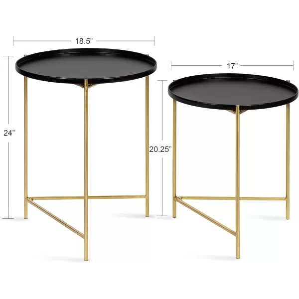 imageKate and Laurel Ulani Set of 2 Nested Round Metal End Tables BlackBlackGold