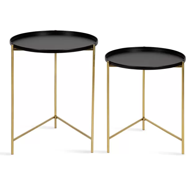 imageKate and Laurel Ulani Set of 2 Nested Round Metal End Tables BlackBlackGold