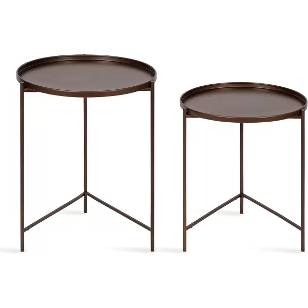 imageKate and Laurel Ulani Set of 2 Nested Round Metal End Tables BlackBronze