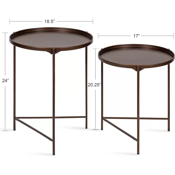 imageKate and Laurel Ulani Set of 2 Nested Round Metal End Tables BlackBronze