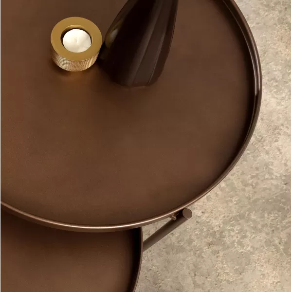 imageKate and Laurel Ulani Set of 2 Nested Round Metal End Tables BlackBronze