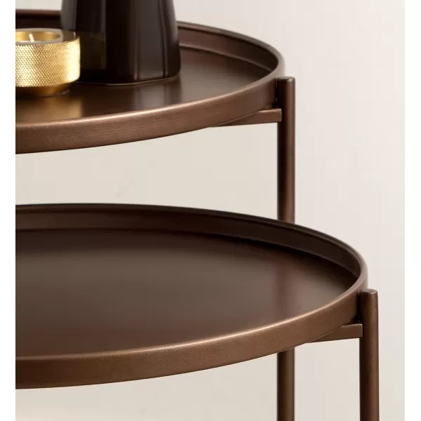 imageKate and Laurel Ulani Set of 2 Nested Round Metal End Tables BlackBronze