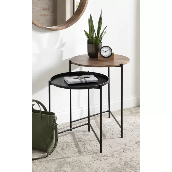 imageKate and Laurel Ulani Set of 2 Nested Round Metal End Tables BlackBrownBlack