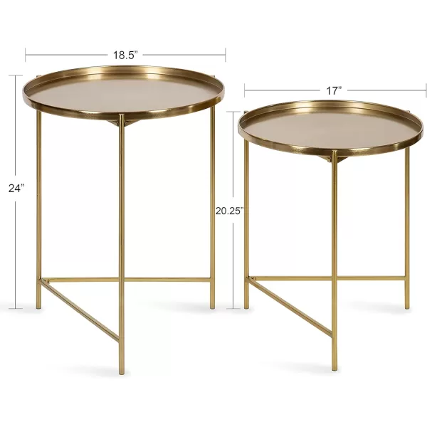 imageKate and Laurel Ulani Set of 2 Nested Round Metal End Tables BlackGold