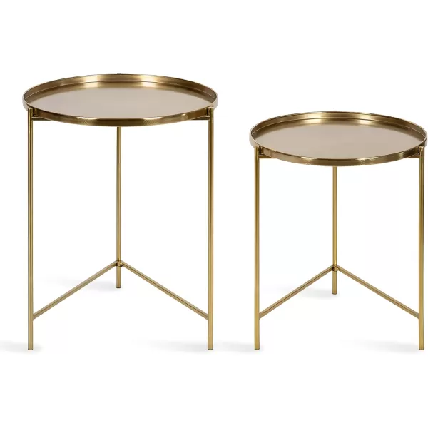 imageKate and Laurel Ulani Set of 2 Nested Round Metal End Tables BlackGold