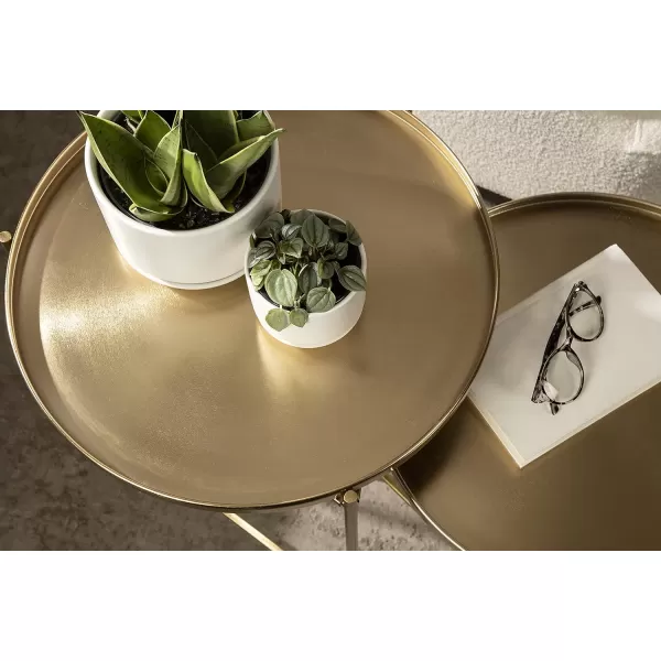 imageKate and Laurel Ulani Set of 2 Nested Round Metal End Tables BlackGold