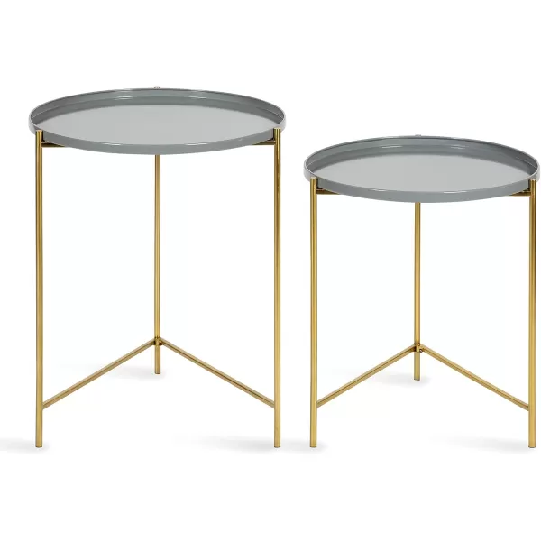 imageKate and Laurel Ulani Set of 2 Nested Round Metal End Tables BlackGrayGold