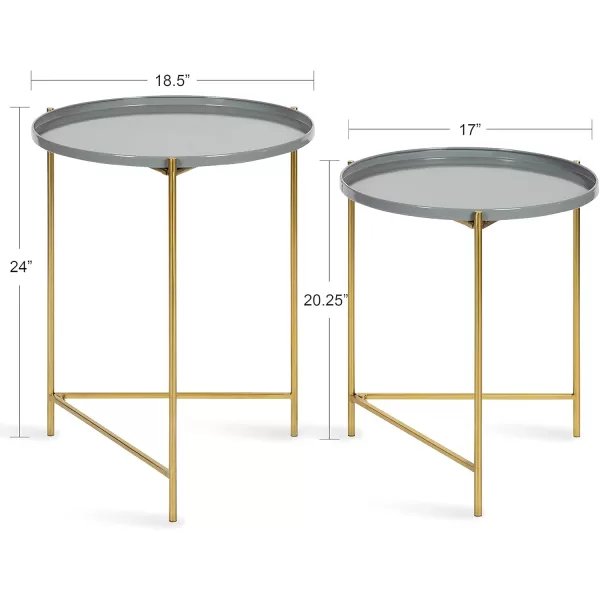 imageKate and Laurel Ulani Set of 2 Nested Round Metal End Tables BlackGrayGold