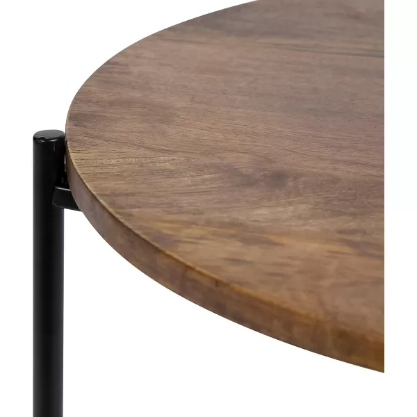 imageKate and Laurel Ulani Set of 2 Nested Round Metal End Tables BlackNaturalBlack