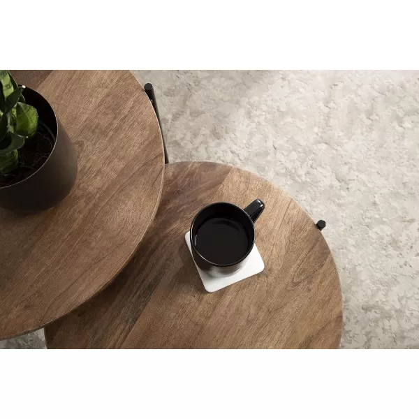 imageKate and Laurel Ulani Set of 2 Nested Round Metal End Tables BlackNaturalBlack