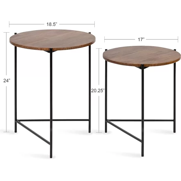 imageKate and Laurel Ulani Set of 2 Nested Round Metal End Tables BlackNaturalBlack