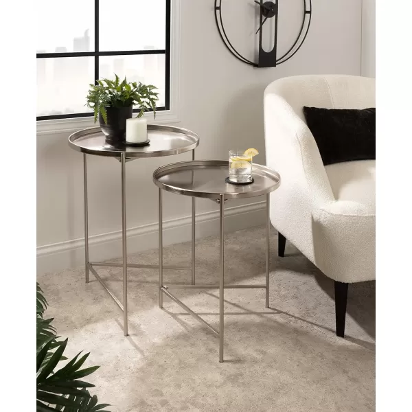 imageKate and Laurel Ulani Set of 2 Nested Round Metal End Tables BlackSilver