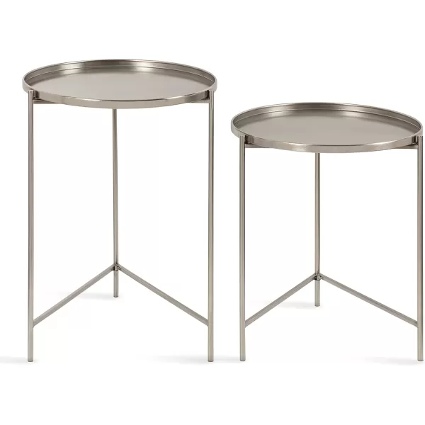 imageKate and Laurel Ulani Set of 2 Nested Round Metal End Tables BlackSilver