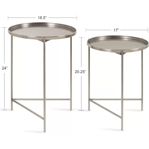 imageKate and Laurel Ulani Set of 2 Nested Round Metal End Tables BlackSilver