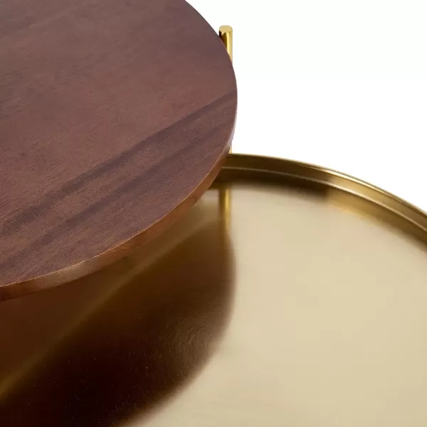 imageKate and Laurel Ulani Set of 2 Nested Round Metal End Tables BlackWalnut BrownGold