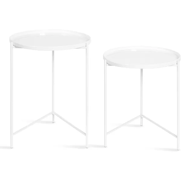 imageKate and Laurel Ulani Set of 2 Nested Round Metal End Tables BlackWhite