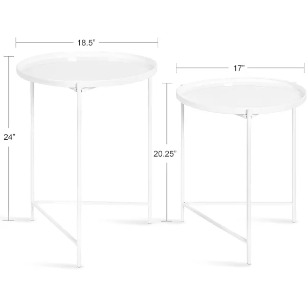 imageKate and Laurel Ulani Set of 2 Nested Round Metal End Tables BlackWhite