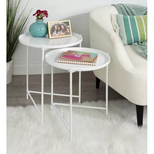 imageKate and Laurel Ulani Set of 2 Nested Round Metal End Tables BlackWhite