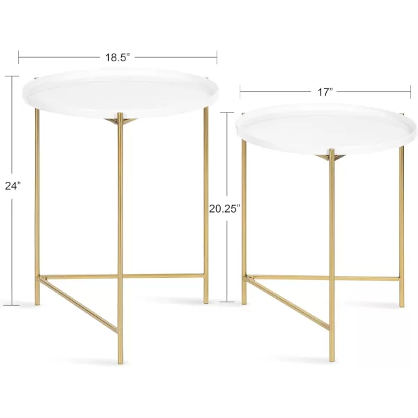 imageKate and Laurel Ulani Set of 2 Nested Round Metal End Tables BlackWhiteGold