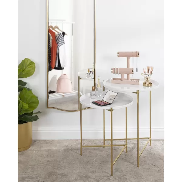 imageKate and Laurel Ulani Set of 2 Nested Round Metal End Tables BlackWhiteGold
