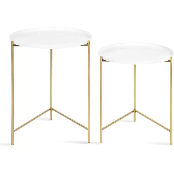 imageKate and Laurel Ulani Set of 2 Nested Round Metal End Tables BlackWhiteGold