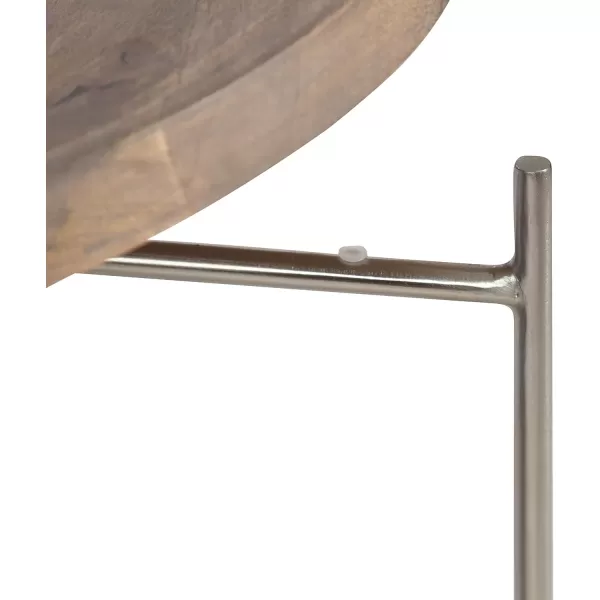 imageKate and Laurel Vale Modern Side Table 155 x 155 x 25 Gray Wood with Brushed Silver Base Round End Table for Storage and DisplayGrey