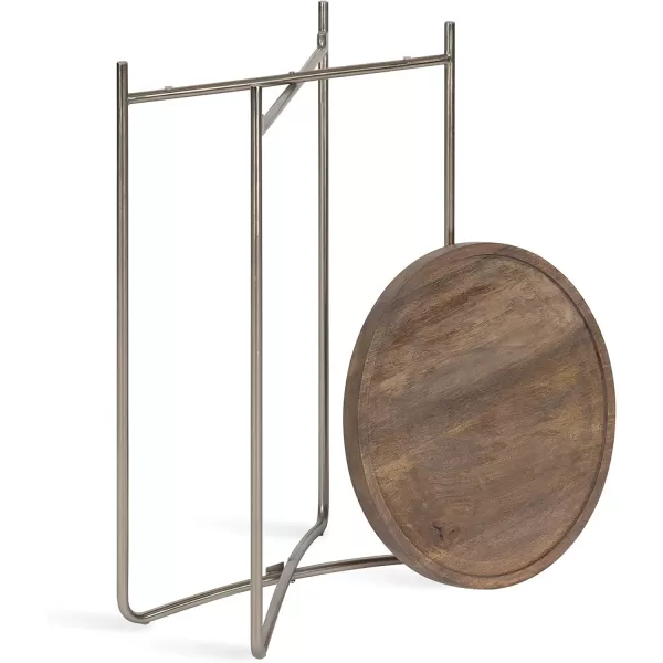imageKate and Laurel Vale Modern Side Table 155 x 155 x 25 Gray Wood with Brushed Silver Base Round End Table for Storage and DisplayGrey