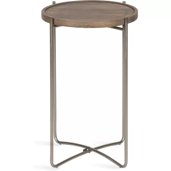 imageKate and Laurel Vale Modern Side Table 155 x 155 x 25 Gray Wood with Brushed Silver Base Round End Table for Storage and DisplayGrey