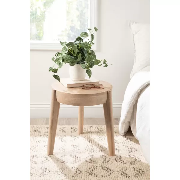 imageKate and Laurel Vola Transitional End Use as Bedside Nightstand Living Room Pedestal Table or Bedroom Vanity Stool 17x17x18 Natural