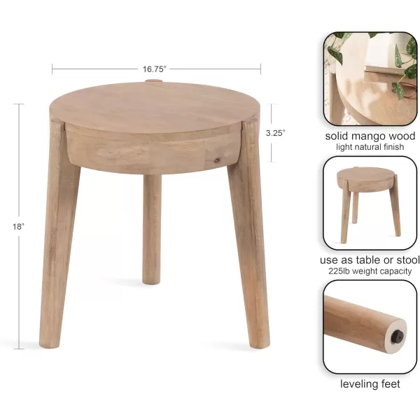 imageKate and Laurel Vola Transitional End Use as Bedside Nightstand Living Room Pedestal Table or Bedroom Vanity Stool 17x17x18 Natural