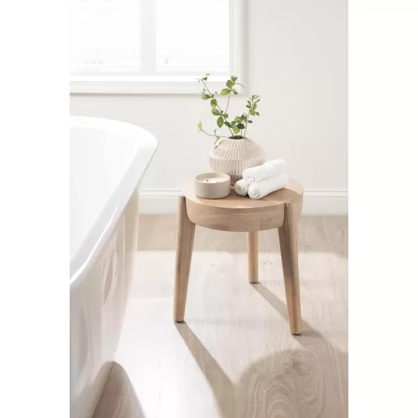 imageKate and Laurel Vola Transitional End Use as Bedside Nightstand Living Room Pedestal Table or Bedroom Vanity Stool 17x17x18 Natural