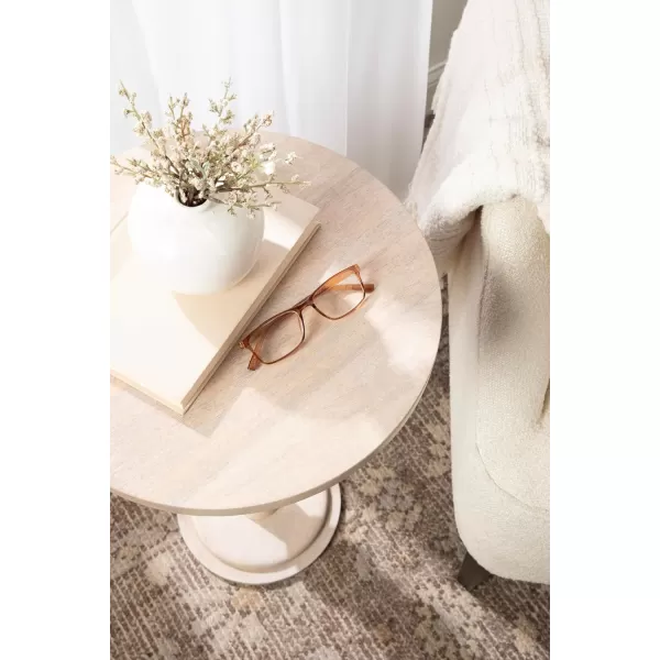 imageKate and Laurel Wegner Vintage Pedestal Use as Living Room End Table Plant Stand or Bedroom Nightstand 16x16x26 BrownWhite