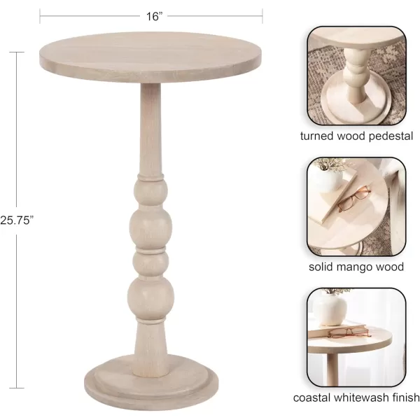 imageKate and Laurel Wegner Vintage Pedestal Use as Living Room End Table Plant Stand or Bedroom Nightstand 16x16x26 BrownWhite