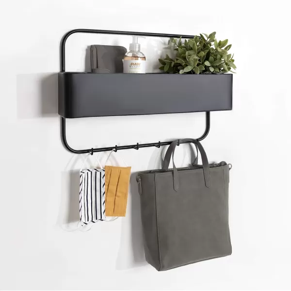 imageKate and Laurel Yeager Modern Pocket Wall Organizer 21 x 14 Black Decorative Mail and Key Holder for Wall