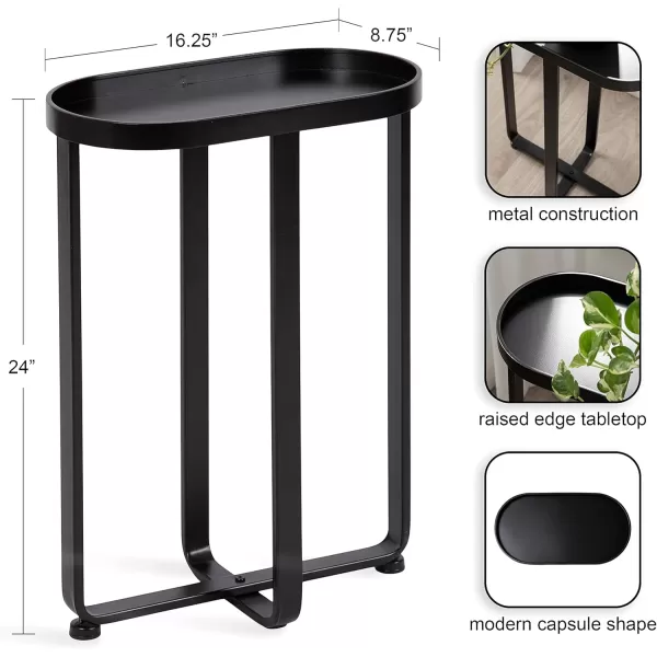 imageKate and Laurel Zabel Capsule Narrow Metal Side Table 17 x 9 x 24 Bronze and Black Transitional Slim Rounded Oval End Table for Small Spaces and Display