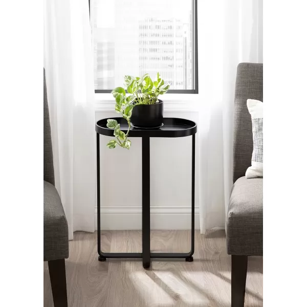imageKate and Laurel Zabel Capsule Narrow Metal Side Table 17 x 9 x 24 Bronze and Black Transitional Slim Rounded Oval End Table for Small Spaces and Display