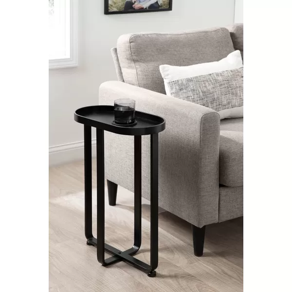 imageKate and Laurel Zabel Capsule Narrow Metal Side Table 17 x 9 x 24 Bronze and Black Transitional Slim Rounded Oval End Table for Small Spaces and Display