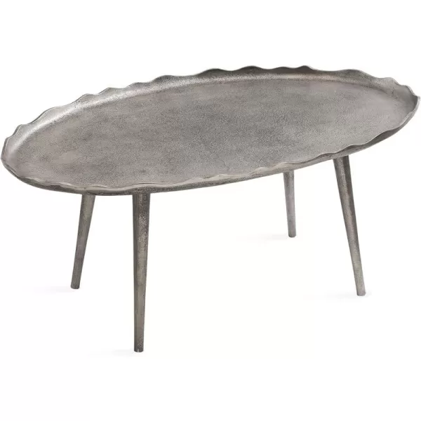 imageKate and Laurel Alessia Transitional Oval Coffee Table 34 x 20 x 15 Bronze Metal Living Room Table for Storage and Display with Antique Deckled Edge DetailingSilver