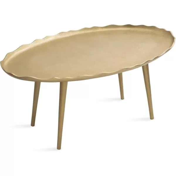 imageKate and Laurel Alessia Transitional Oval Coffee Table 34 x 20 x 15 Bronze Metal Living Room Table for Storage and Display with Antique Deckled Edge DetailingGold